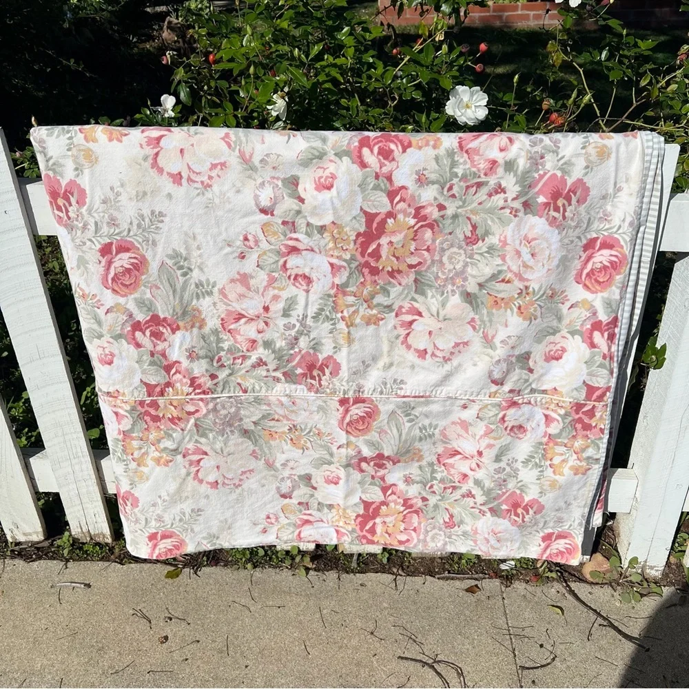 VTG Cottage Country Shabby Duvet Cover Reversible Roses Stripes Ralph Lauren?